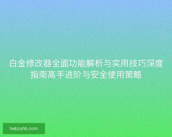 白金修改器全面功能解析与实用技巧深度指南高手进阶与安全使用策略