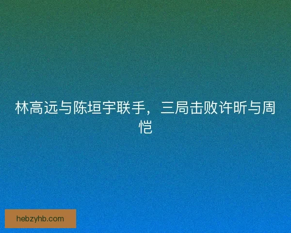 林高远与陈垣宇联手，三局击败许昕与周恺